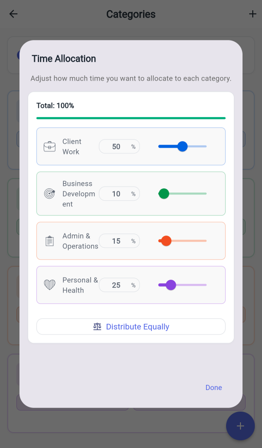 Momentum App Category Balance Configuration