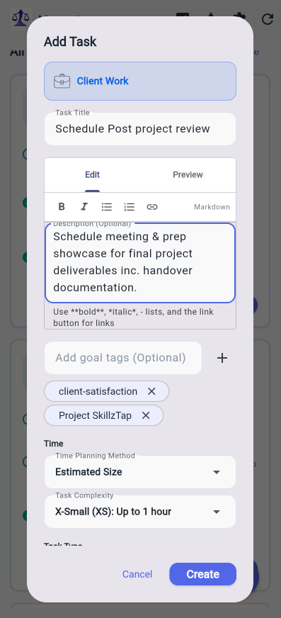 Momentum App Goal Tags and Search
