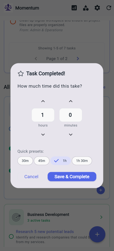Momentum App Time Tracking